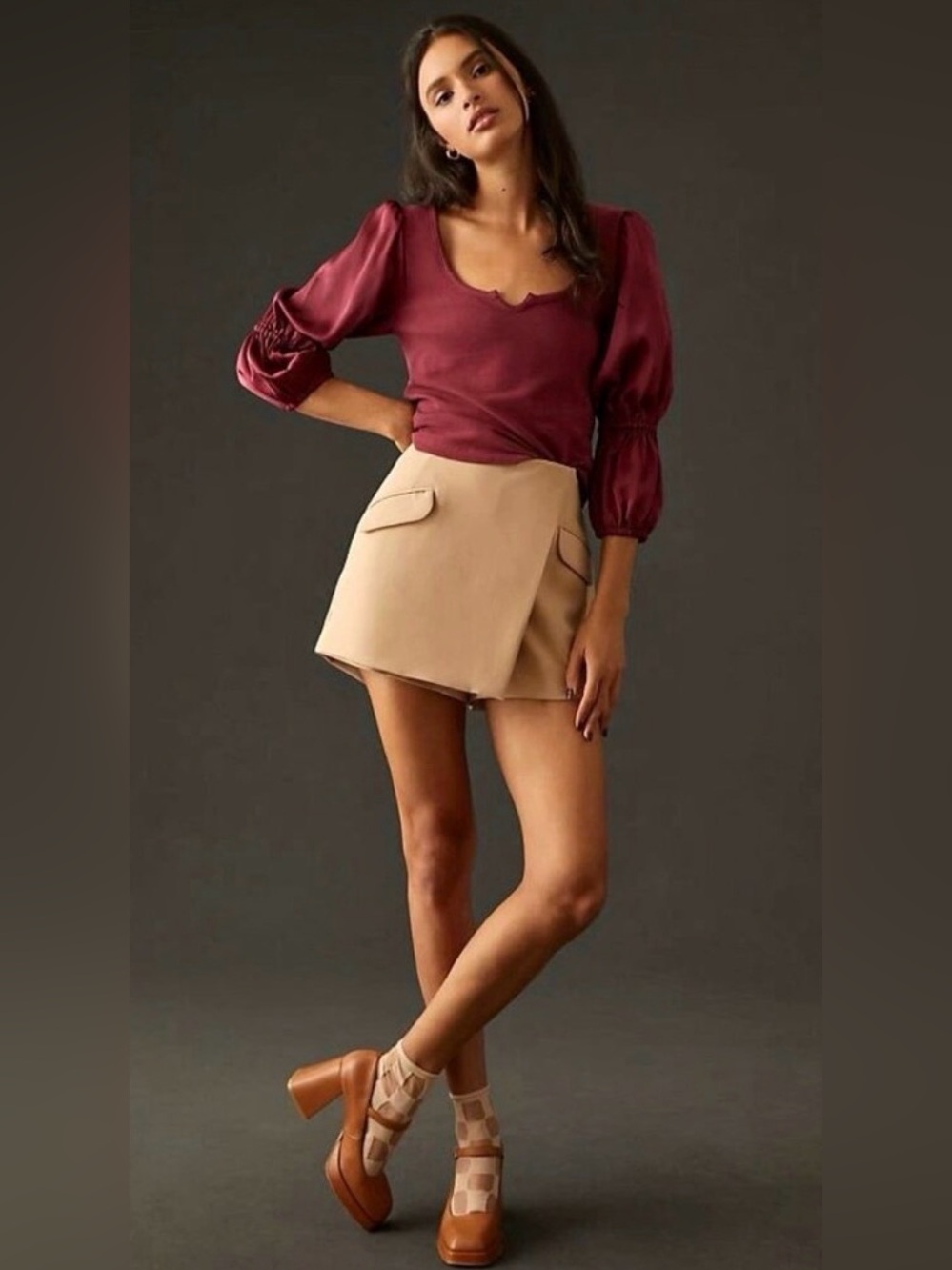 Anthropologie Maeve Ribbed Tiered Sleeve Top